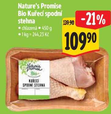 Nature's Promise Bio Kuřecí spodní stehna, 450 g