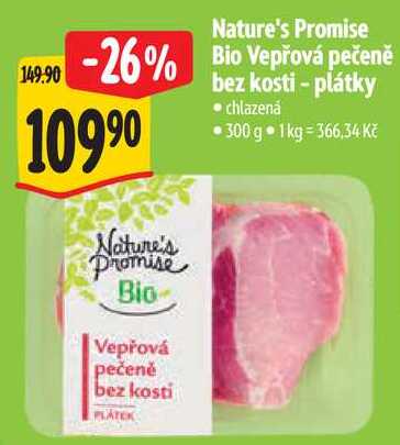 Nature's Promise Bio Vepřová pečeně bez kosti - plátky, 300 g
