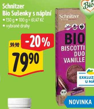 Schnitzer Bio Sušenky s náplní, 130 g
