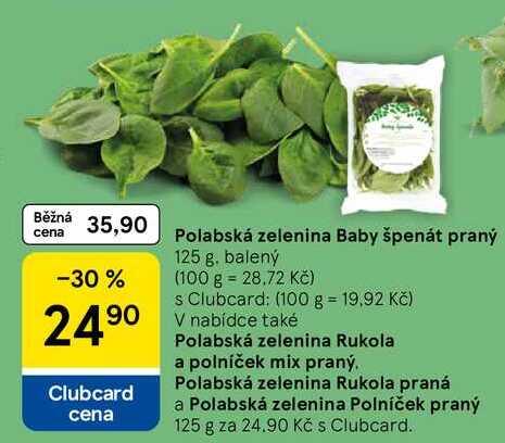 Polabská zelenina Rukola a polníček mix praný, 125 g