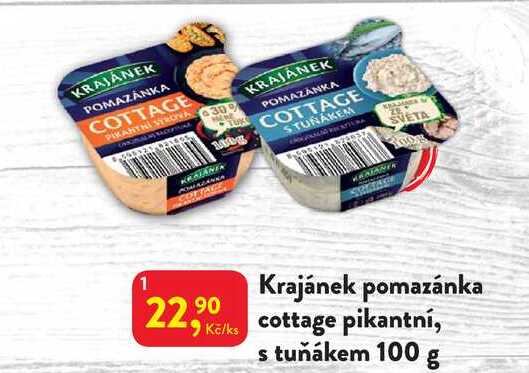 Krajánek pomazánka cottage pikantní, s tuňákem 100 g