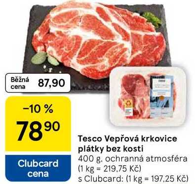 Tesco Vepřová krkovice plátky bez kosti, 400 g 