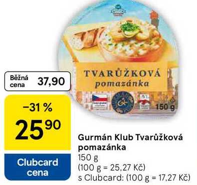 Gurmán Klub Tvarůžková pomazánka, 150 g