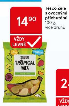 Tesco Želé s ovocnými příchutěmi, 100 g, více druhů 