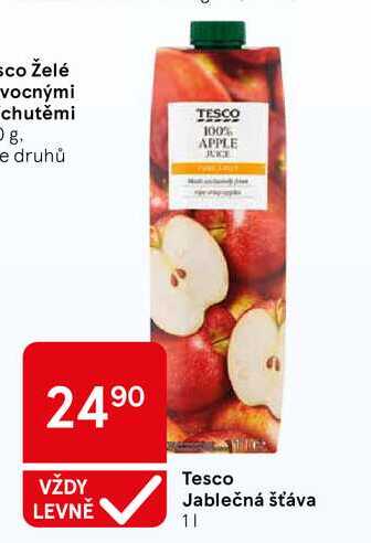 Tesco Jablečná šťáva, 1 l
