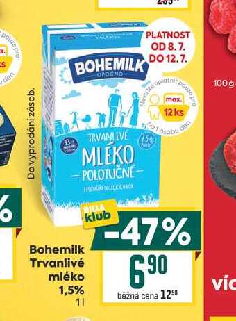 Bohemilk Trvanlivé mléko 1,5% 1l