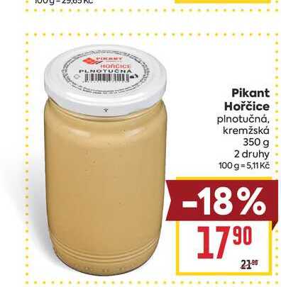 Pikant Hořčice plnotučná, kremžská 350 g