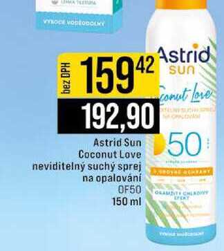 Astrid Sun Coconut Love neviditelný suchý sprej na opalování OF50 150 ml