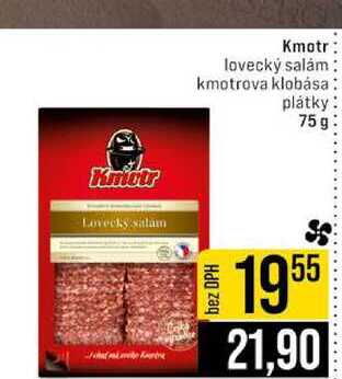 Kmotr lovecký salám kmotrova klobása plátky 75g 