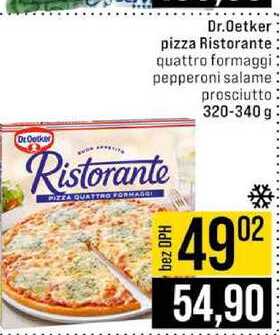 Dr.Oetker pizza Ristorante quattro formaggi pepperoni salame prosciutto 320-340 g
