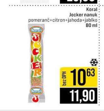 Koral Jocker nanuk pomeranč+citron+jahoda+jablko 80 ml