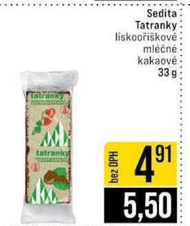 Sedita Tatranky liskooříškovė mléčné kakaové 33g