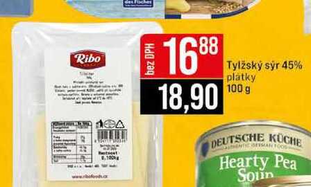 Tylžský sýr 45% platky 100 g