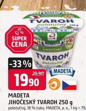 MADETA JIHOČESKÝ TVAROH 250 g polotučný, 18 % tuku