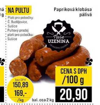 Papriková klobása pálivá 100g