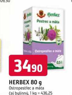HERBEX 80 g Ostropestřec a máta čaj bylinný