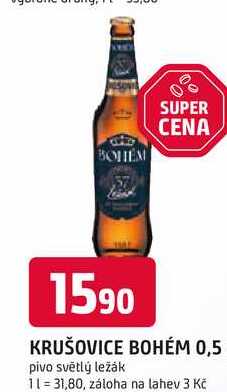 KRUŠOVICE BOHÉM 0,5l pivo světlý ležák