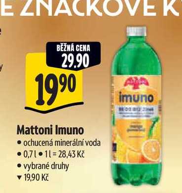 Mattoni Imuno ochucená minerální voda 0,7 l