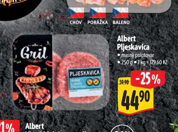 Albert Pljeskavica masný polotovar 250 g