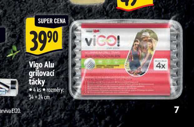  Vigo Alu grilovací tácky 4 ks 34 x 24 cm 