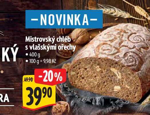   Mistrovský chléb s vlašskými ořechy  400g 