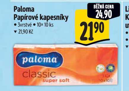 Paloma Papírové kapesníky 3vrstvé 10x 10 ks