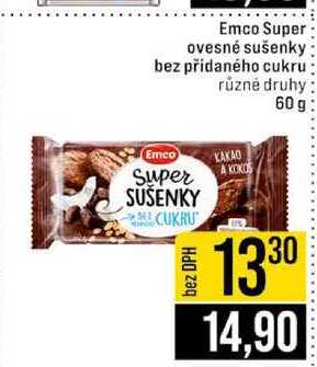Emco Super ovesné sušenky bez přidaného cukru různé druhy 60 g