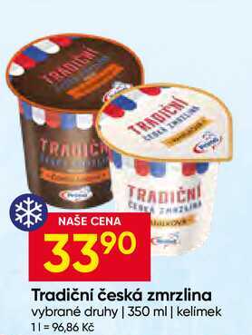Tradiční česká zmrzlina vybrané druhy 350 ml kelímek