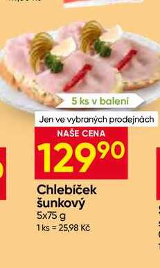Chlebíček šunkový 5x75 g 