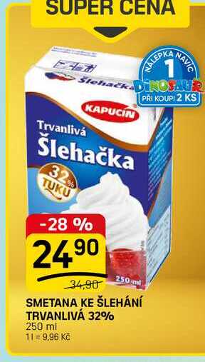 SMETANA KE ŠLEHÁNÍ TRVANLIVÁ 32% 250 ml