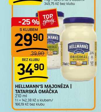 HELLMANN'S MAJONÉZA | TATARSKÁ OMÁČKA 210 ml