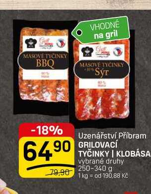 GRILOVACÍ TYČINKY | KLOBÁSA vybrané druhy 250-340 g 