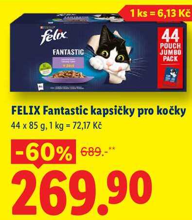 FELIX Fantastic kapsičky pro kočky, 44x 85 g