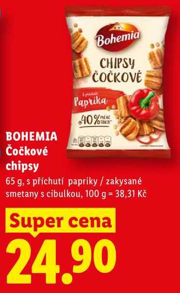 BOHEMIA Čočkové chipsy, 65 g