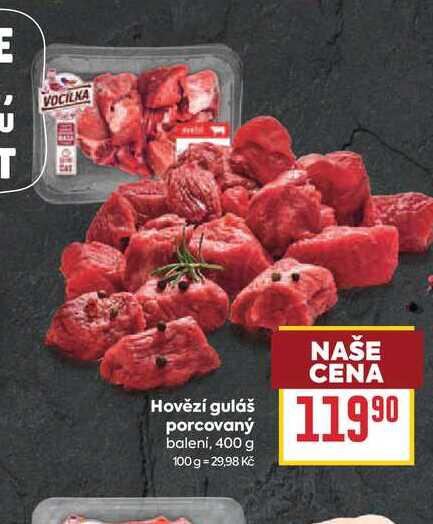 Hovězí guláš porcovaný baleni, 400 g