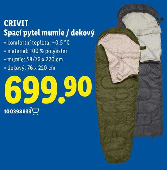 CRIVIT Spací pytel mumie/dekový 