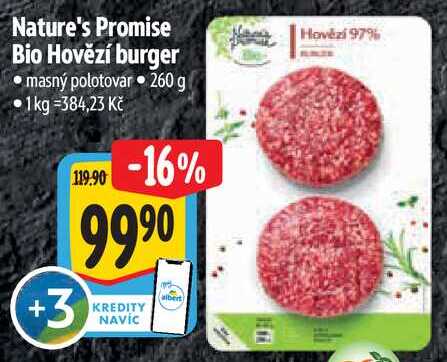 Nature's Promise Bio Hovězí burger, 260 g