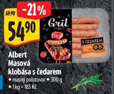 Albert Masová Gril klobása s čedarem, 300 g