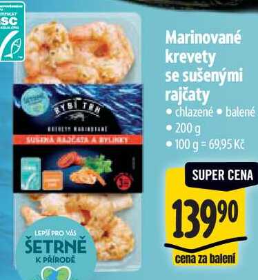Marinované krevety se sušenými rajčaty, 200 g