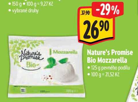 Nature's Promise Bio Mozzarella, 125 g