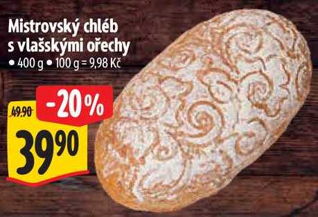 Mistrovský chléb s vlašskými ořechy, 400 g 