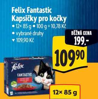 Felix Fantastic Kapsičky pro kočky, 12x 85 g