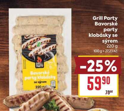 Grill Party Bavorské party klobásky se sýrem 220 g 