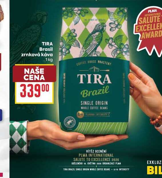 TIRA Brasil zrnková káva 1 kg
