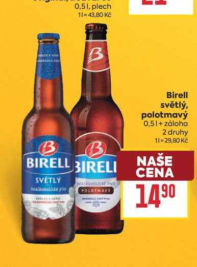 Birell světlý, polotmavý 0,5l