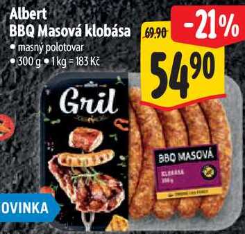 Albert BBQ Masová klobása, 300 g 