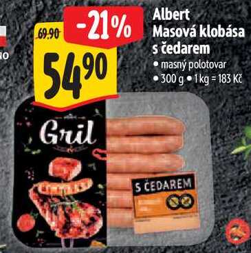 Albert Masová klobása s čedarem, 300 g 