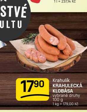 KRAHULECKÁ KLOBÁSA vybrané druhy 100 g