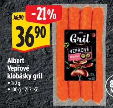 Albert Vepřové klobásky gril, 170 g