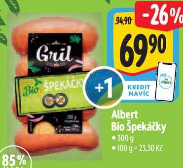 Albert Bio Špekáčky, 300 g